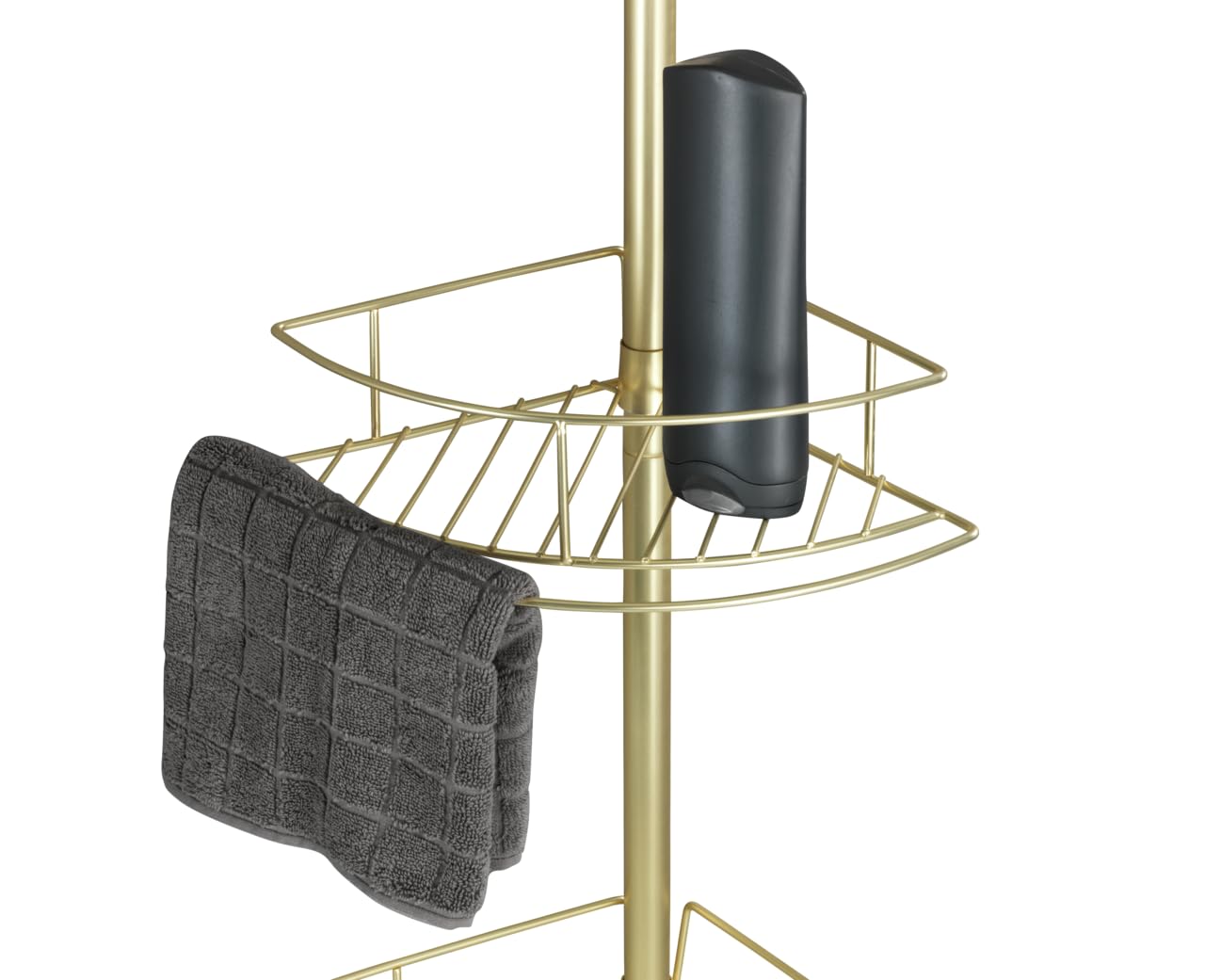 WENKO Dolcedo Gold - Estantería esquinera telescópica con 4 estantes para champú, gel de ducha y otros (31 x 65-275 x 23 cm)