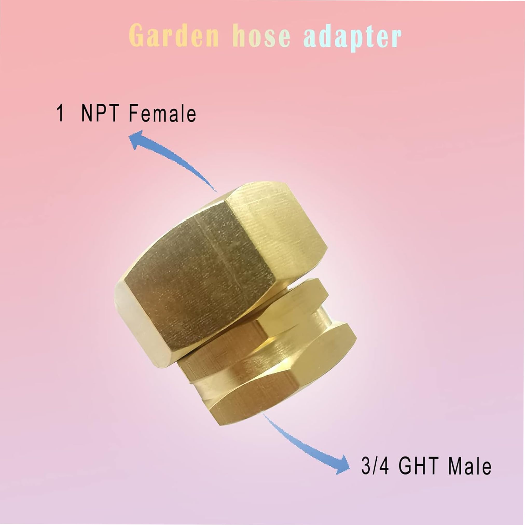 APOANDA - Accesorios para manguera de jardín, 1 NPT macho x 3/4 GHT hembra a adaptador de manguera de jardín, conector reductor de latón, 3 piezas con 6 arandelas