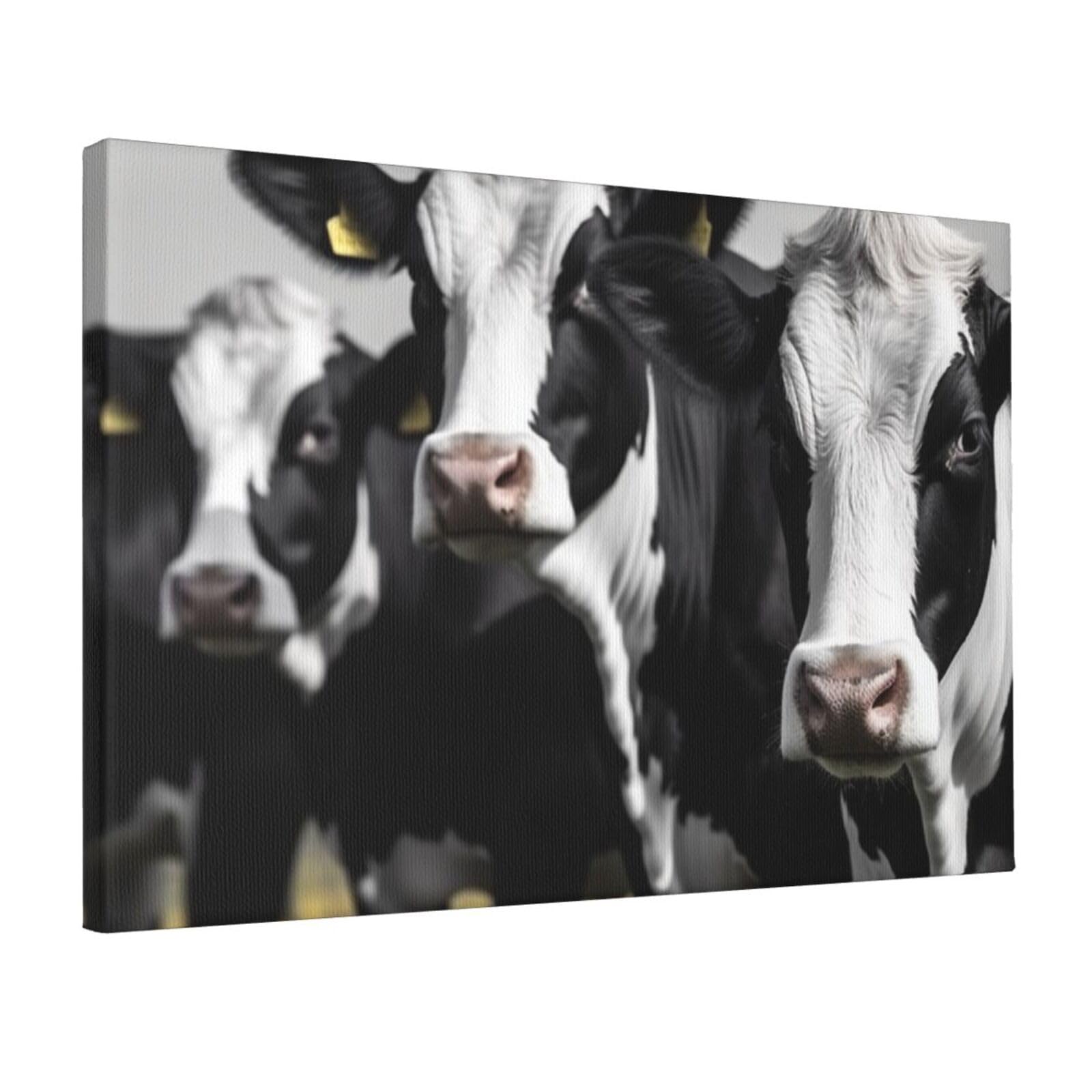 DWVTSLH Black White Cows Poster Paintings Canvas Wall Art Bedroom Prints Home Decor Hanging Picture Modern Home Artworks Aesthetic for Living Room Office Wall Decor 12x18in Unframed