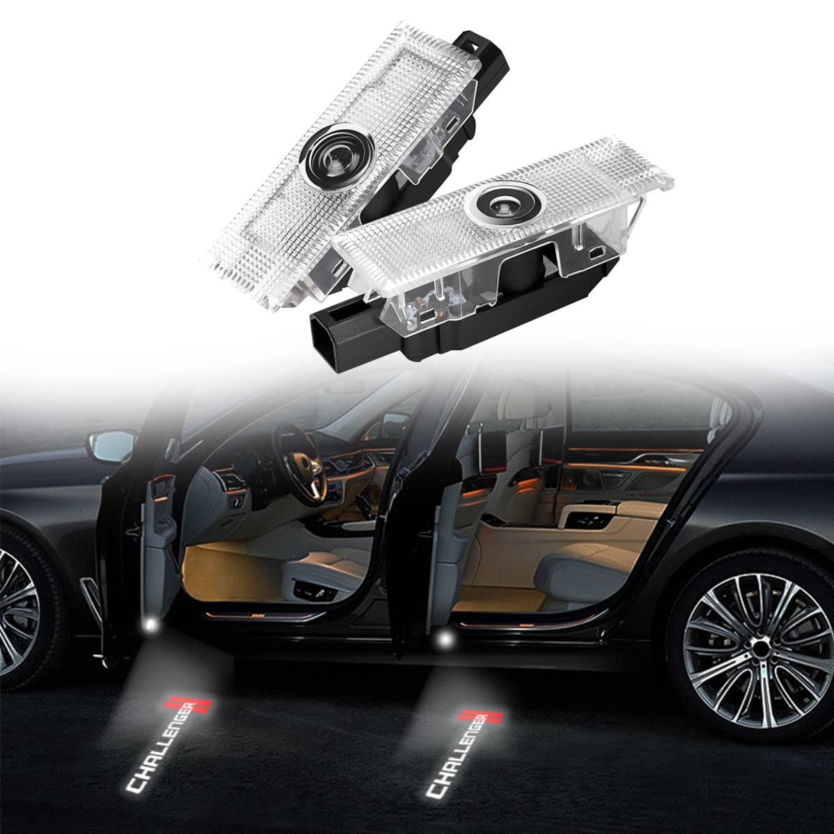 ZXLLO Fit Dodge Challenger Door Light Logo Projector HD Ghost Shadow Welcome Light 2PCS Compatible with 2015-2020 Dodge Challenger RT SRT SXT GT SE-NO16 for Dodge Challenger Accessories