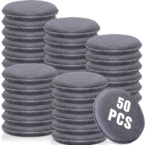 Image of Tanlade 50 Pcs Car Detailing Microfiber Applicator Pad Wax Applicator Wash Microfiber Pads, 5 Inch Diameter (Grey)