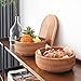 Rattan Bread Basket, Hand Woven Fruit Basket, Wicker Serving Basket Bowl, Decorative Baskets for Kitchen Counter Organizing, Set of 3 (Round)