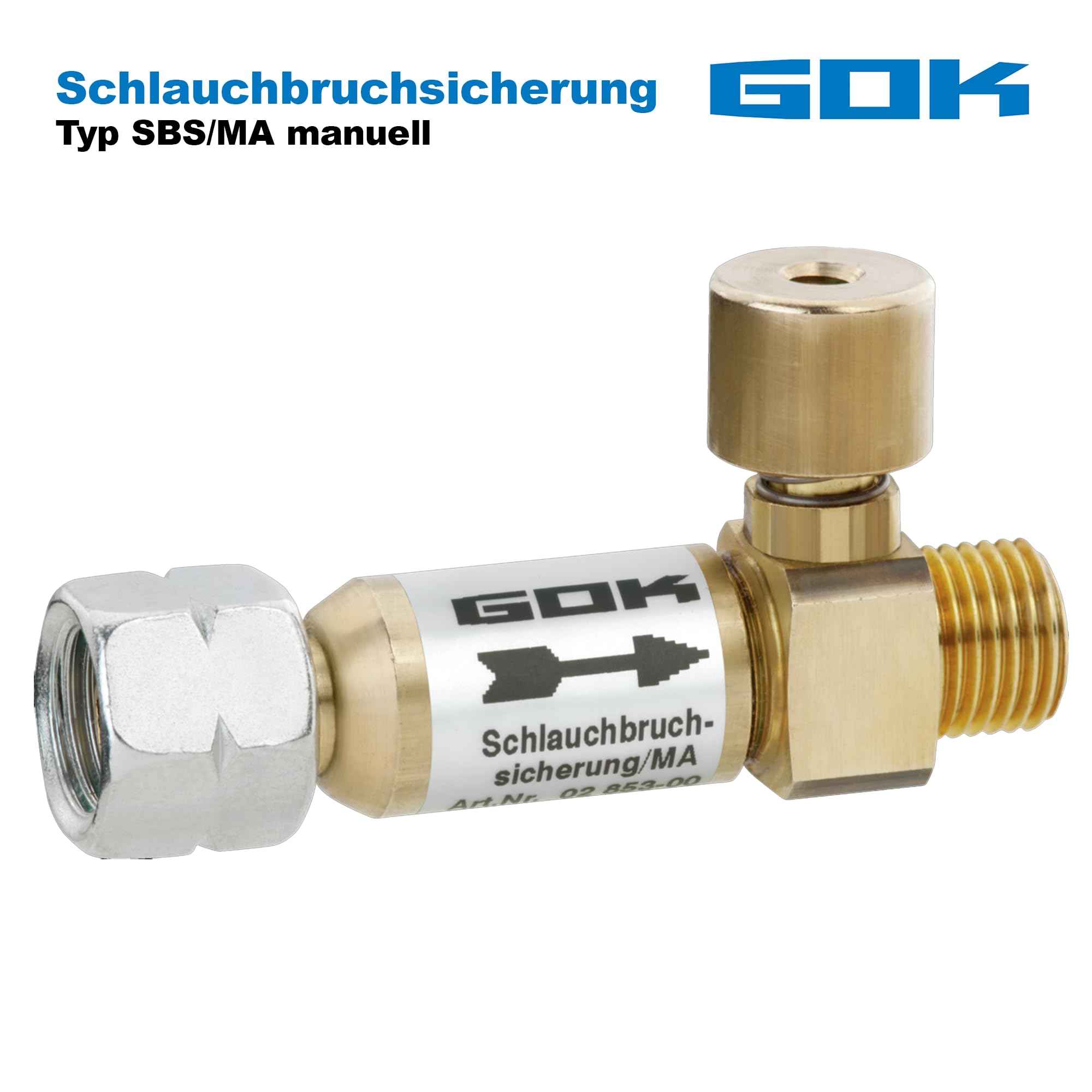 GOK Schlauchbruchsicherung 30 oder 50 mbar manuell, Betriebsdruck:29 (30) mbar