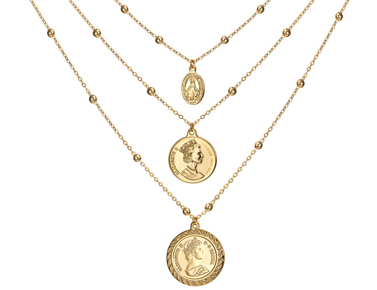 Coin Necklace 18K Gold Plated Vintage 