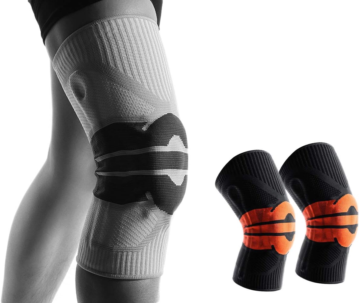 ACTIVE.WEAR Compression Knee Pad Brace Sleeve Stabilizer for Men Women Pain Meniscus Tear Arthritis Running with Side Joint Support Gel (1 Pair) : Health & Household