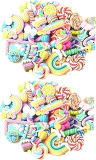 Hemobllo 200 Peças Cabochões De Resina Com Parte Traseira Plana Acessórios Para Capa De Telefone Doces Pirulito Adesivo De Enfeite De Capa De Telefone Para Capa De Telefone Encantos De