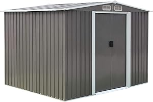 Garden Tool Storage Shed Outside Building Shed 8x6 Feet Outdoor House Shed with Sliding Door for Backyard Garden Lawn