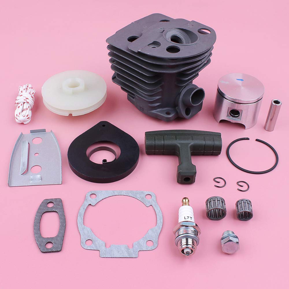 Kit de pistón de Cilindro de 46 mm, polea de Arranque de Retroceso, Resorte, Mango, Cuerda de Agarre, Apto for Motosierra 55 51, Repuesto