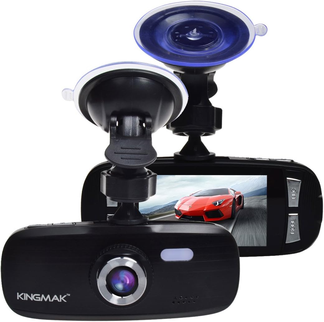 Kingmak G1W Night Vision Dashboard Camera - Full HD 1080P H.264, 2.7" LCD, G-Sensor, LDWS, FCWS, Parking Monitor, Motion Detection, 4X Zoom