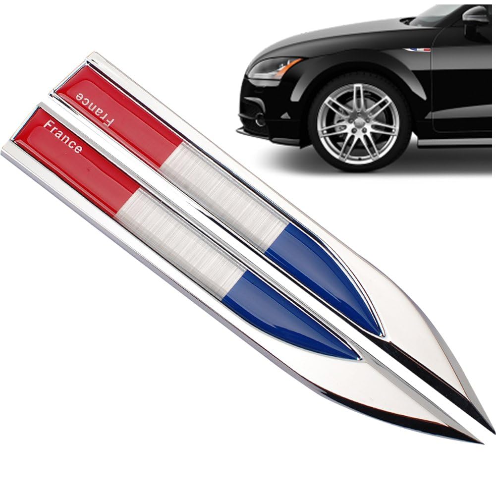 Baokuan 2pcs France Germany England Flag Decal - 3d Metal Look Car Emblem Sticker, Waterproof Badge for Bumper Trunk