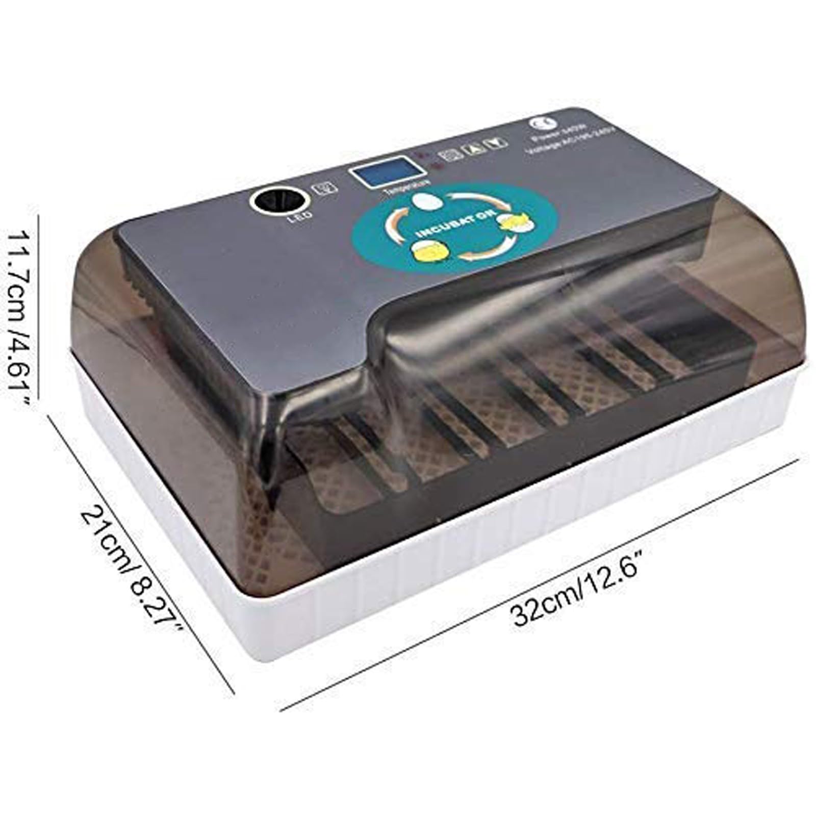 Incubatrice 12 Uova Incubatrice Uova di Tartaruga Allevatrice Rettili Allevatrice Termostatica Tartarughe con Girauova Automatico Coperchio Visibile Display LED Digitale(12 Eggs)