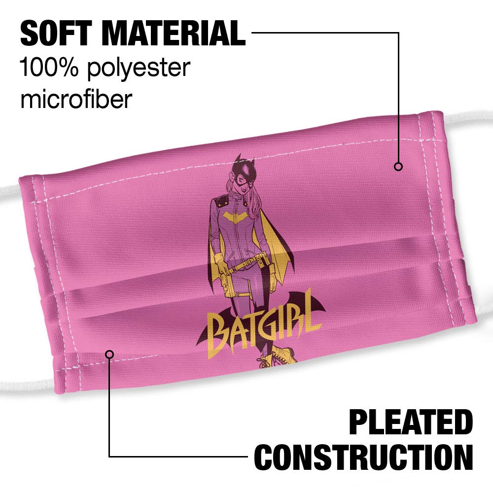 Popfunk Batgirl All New 1-Ply Reusable Face Mask Covering with Adjustable Nose Wire, Unisex