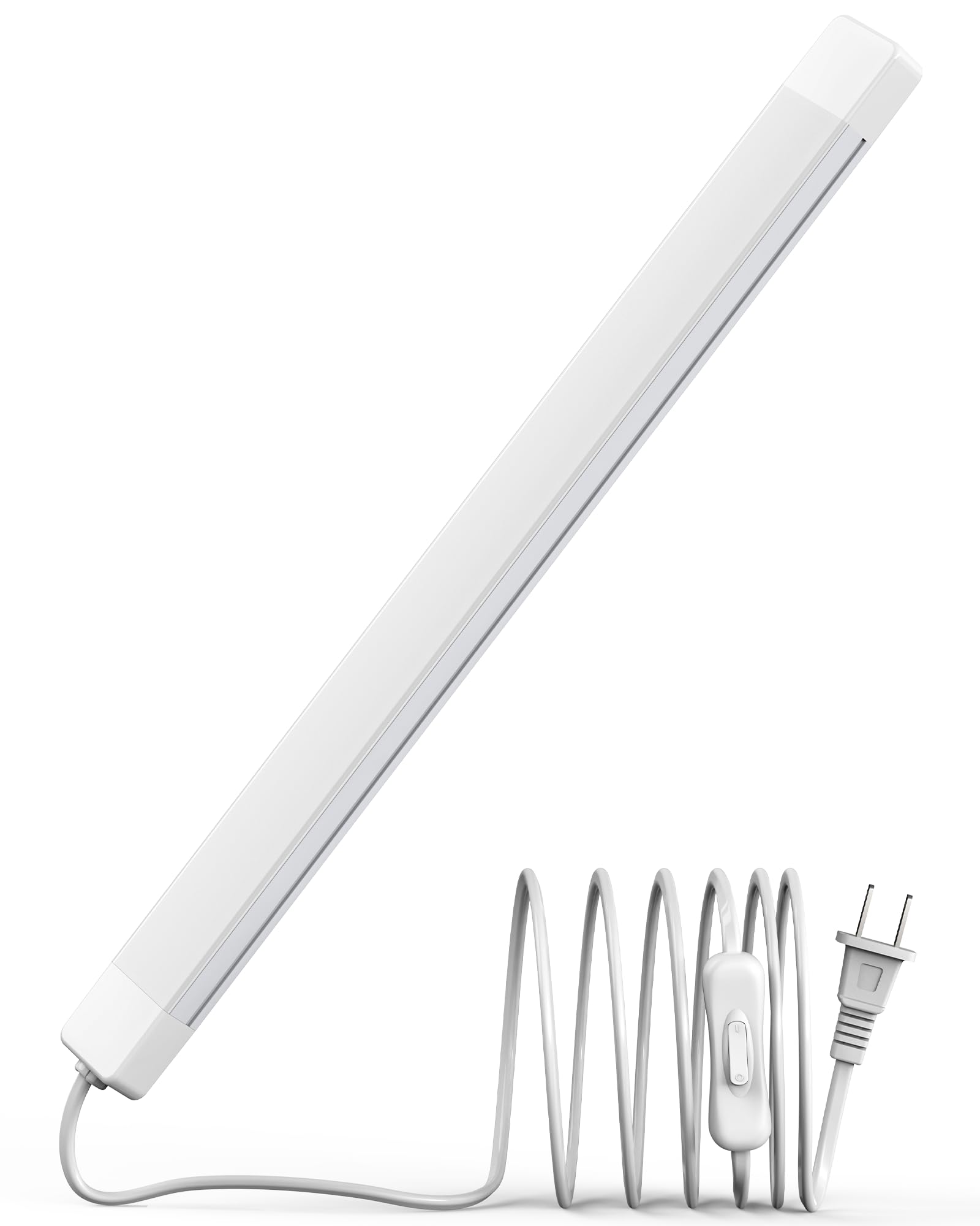 ASOKO 16 Inch Under Cabinet Lights,Plug and Play Under Counter Lighting,6000K Cool White with 700LM Bright,ETL Light Bar with ON/Off Switch for Kitchen,Under Desk,Workbench