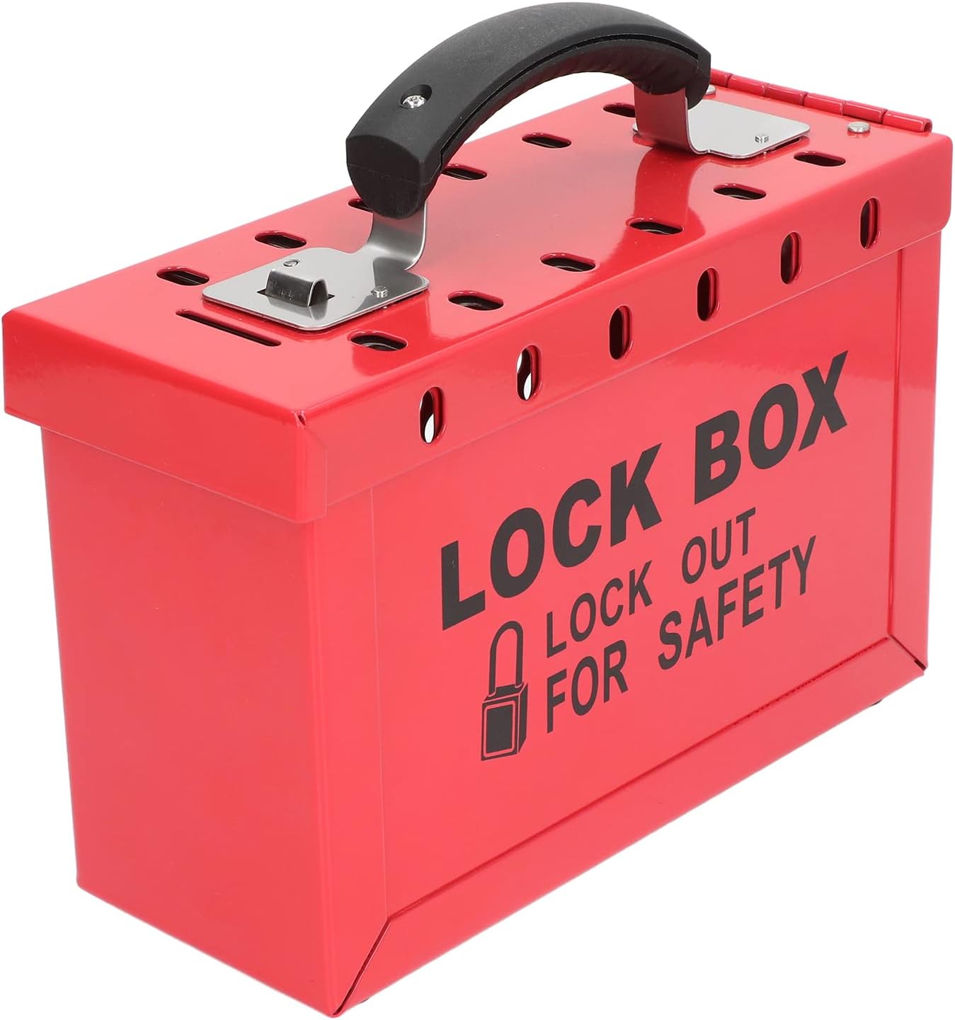 Lockout Tagout Lock Box, Group Safety Padlock Rack with 12 Slots for 12 Locks, Safety Tagout Lockout Station for Group Lockout Hasps, Lockout Tags, Circuit Breakers