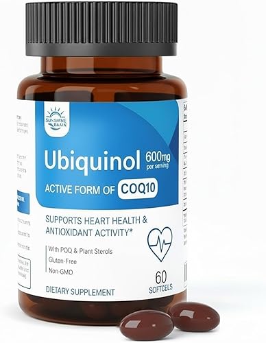 Ubiquinol CoQ10 600mg con PQQ, vitamina E y esteroles vegetales Fórmula de alta absorción con pimienta negra y lecitina de girasol Salud del