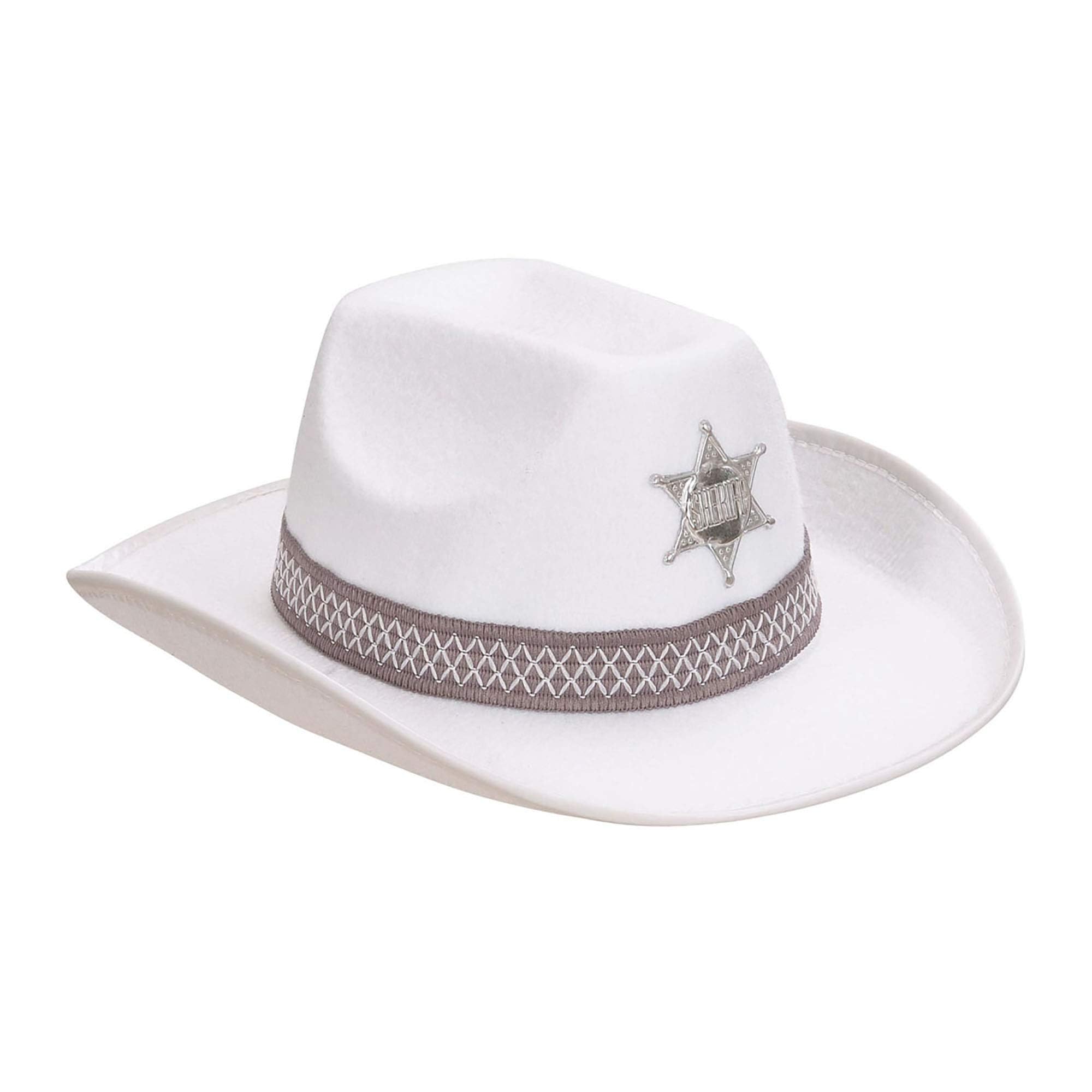 Sheriff Felt - White Sheriff Hats Caps & Headwear for Fancy Dress Costumes Accessory