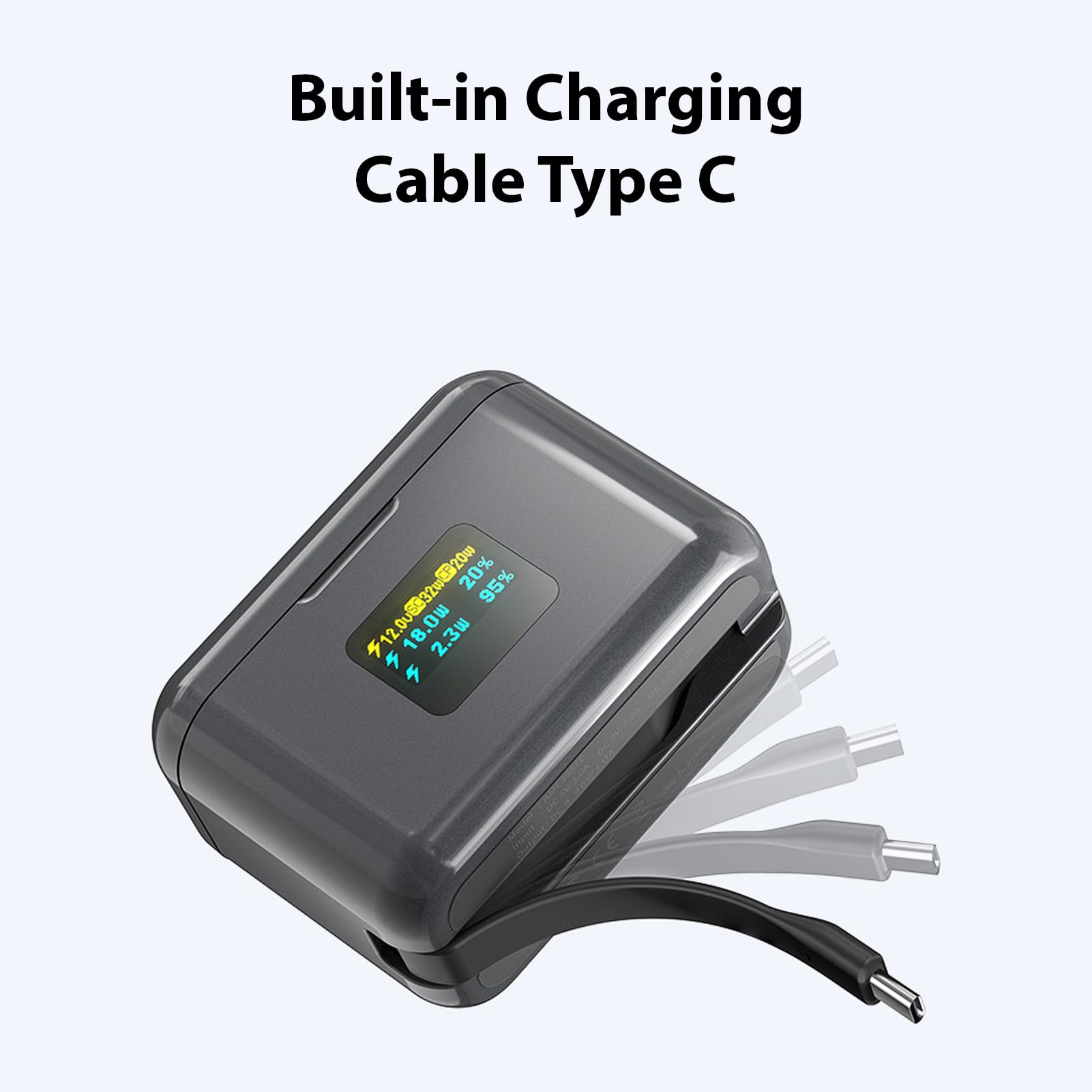 Caricabatterie Doppio, Display LCD a Ricarica Rapida da 36 W con Copertura Magnetica e Cavo di Tipo C, per la Gestione della Batteria della Fotocamera Fotografia All'aperto