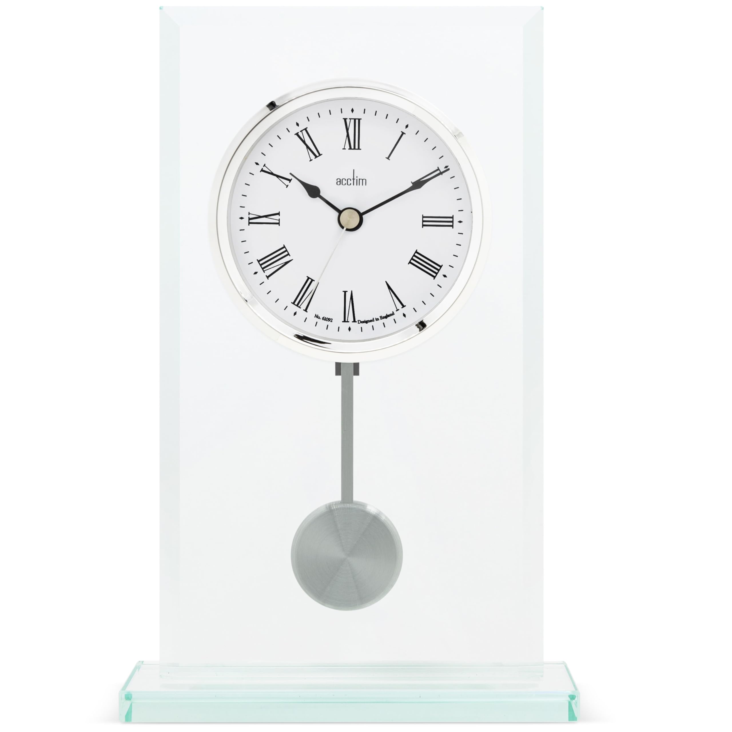Acctim La Collina Mantel Clock, Glass Silver/White/Black