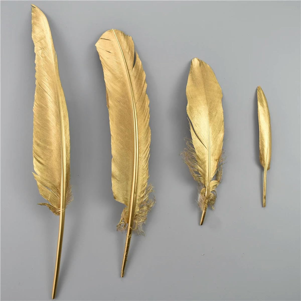 Piume d'Argento Dorate Accessori Artigianali Centrotavola Dorati Decorazione per Feste - Argento 25-30 cm - 500 Pezzi