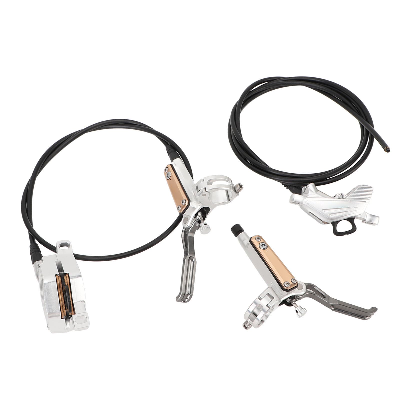 Hydraulic Disc Brake Set, Four Piston Hydraulic Disc Brake, Quick Response, Efficient Braking for Mountain (Silver)