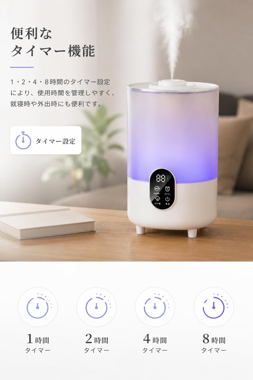 Amazon.co.jp: 加湿器 大容量 4.5L 【革新モデル・上から給水・UV