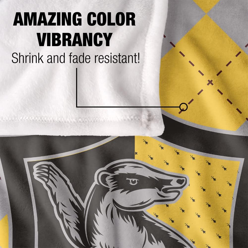 Harry Potter Hufflepuff Plaid Sigil Officially Licensed Silky Touch Super Soft Throw Blanket 50" x 60" - Image 4