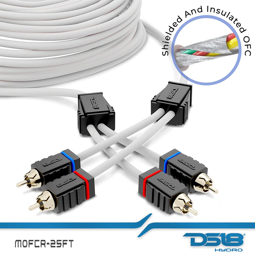DS18 MOFCR-25FT 2 canales OFC Marine RCA Audio Cable estéreo - 25 pies