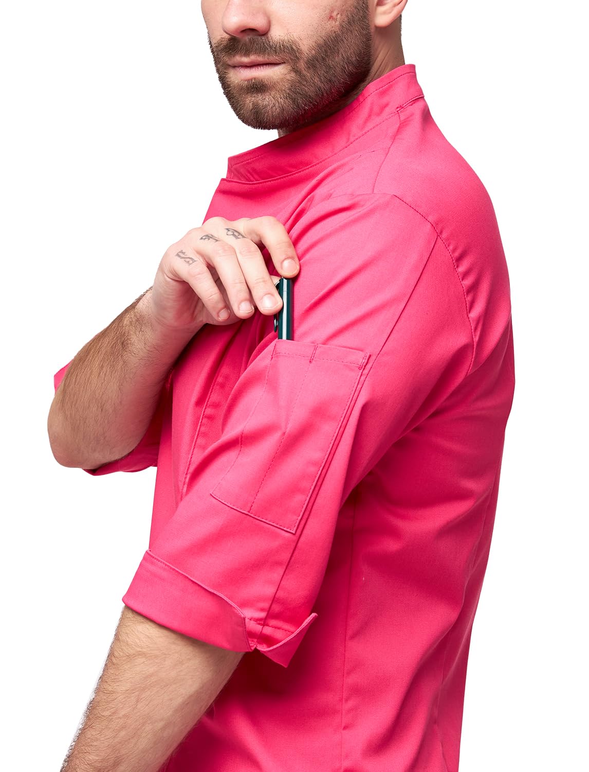strongAnt Giacca da Cuoco da Uomo Manica Corta a 3/4 con Zip Elasticizzata Divisa da Cuoco Professionale