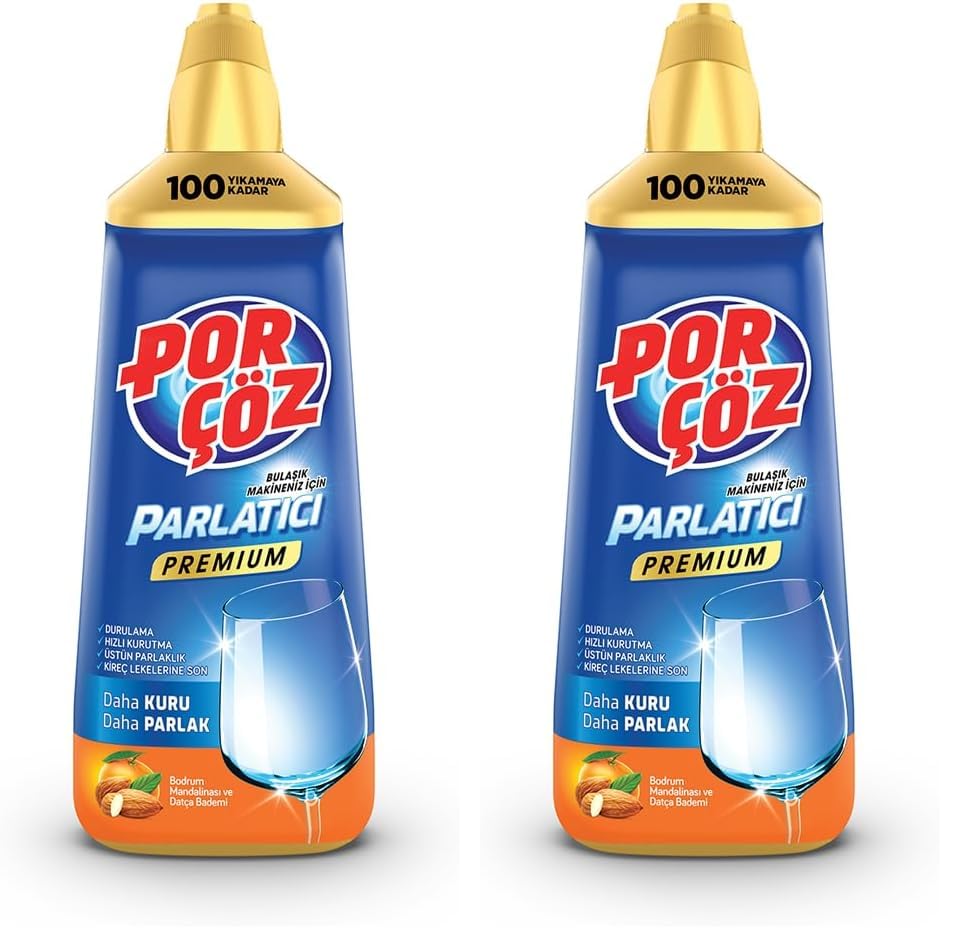 Porçöz Bulaşık Makinesi Parlatıcısı (Bodrum Mandalinası - Datça Bademi) 500 Ml (2 paketi)
