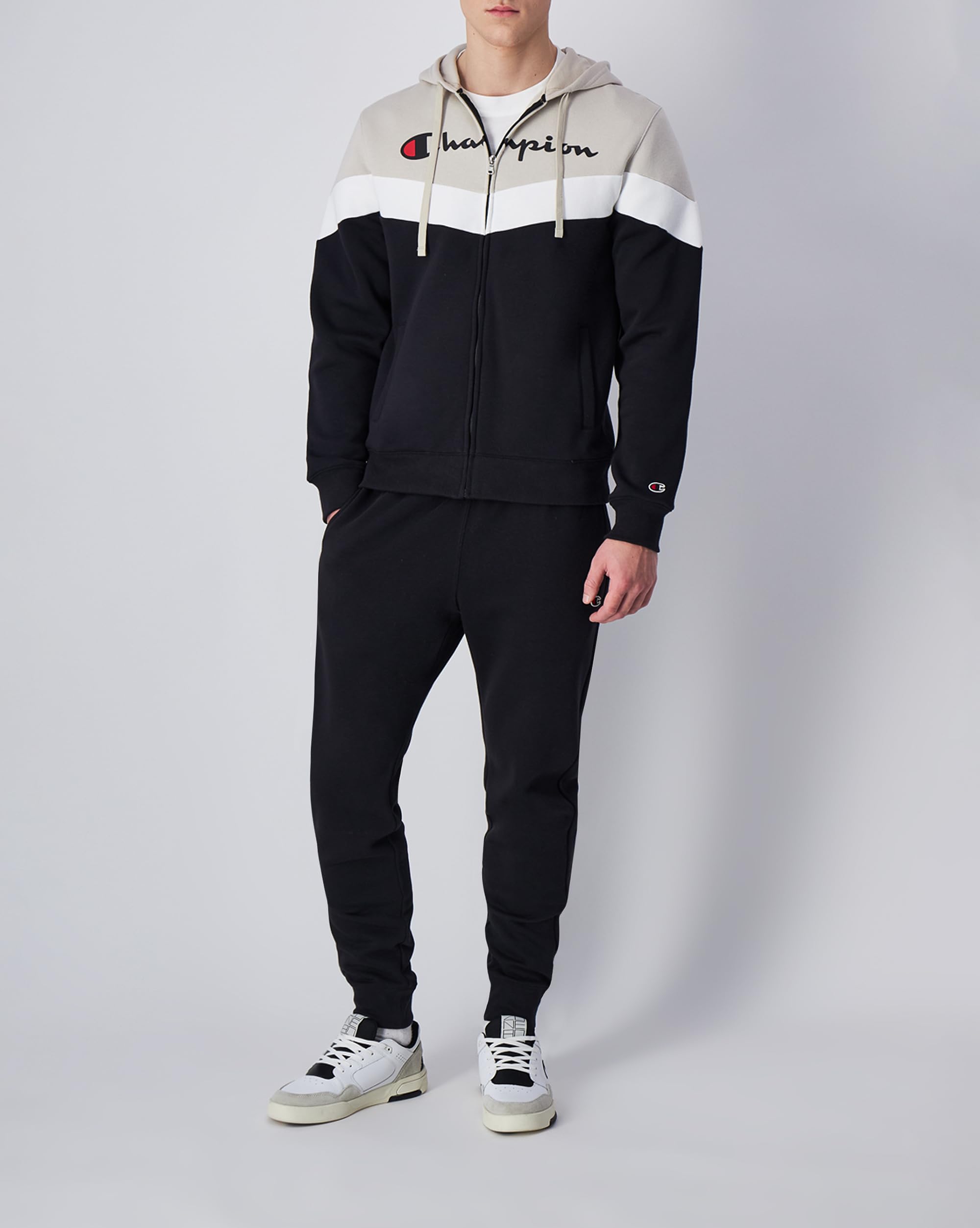Champion Legacy Script Shop Color Block (220291) - Soft Compact Powerblend Fleece Hooded Tuta sportiva Uomo
