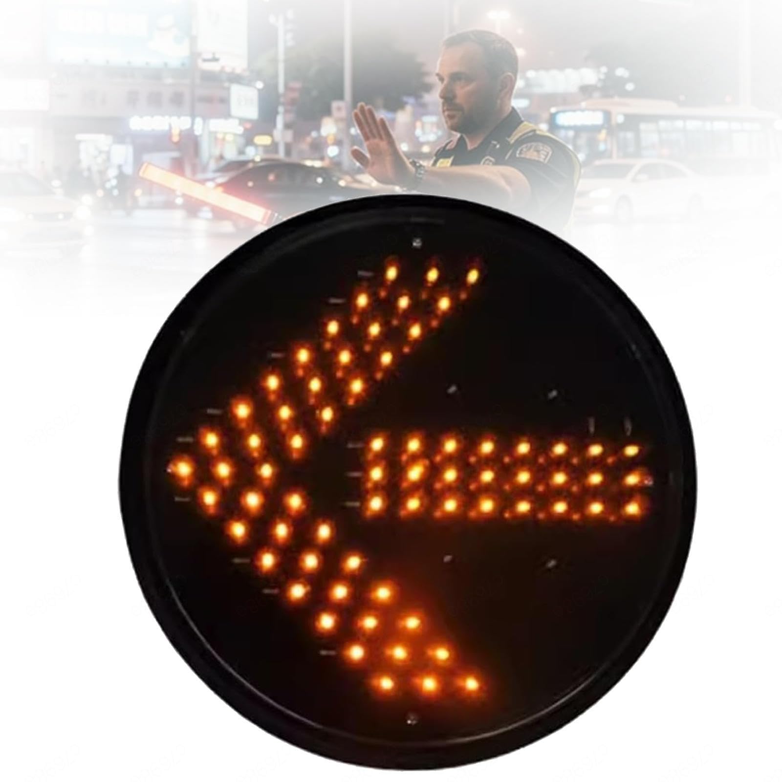 LED Traffic Light with Round Arrow Wick, Directional Indicator 3 Colors (Red, Green and Yellow) for Road Signage Pedestrian Cars,Yellow-300mm