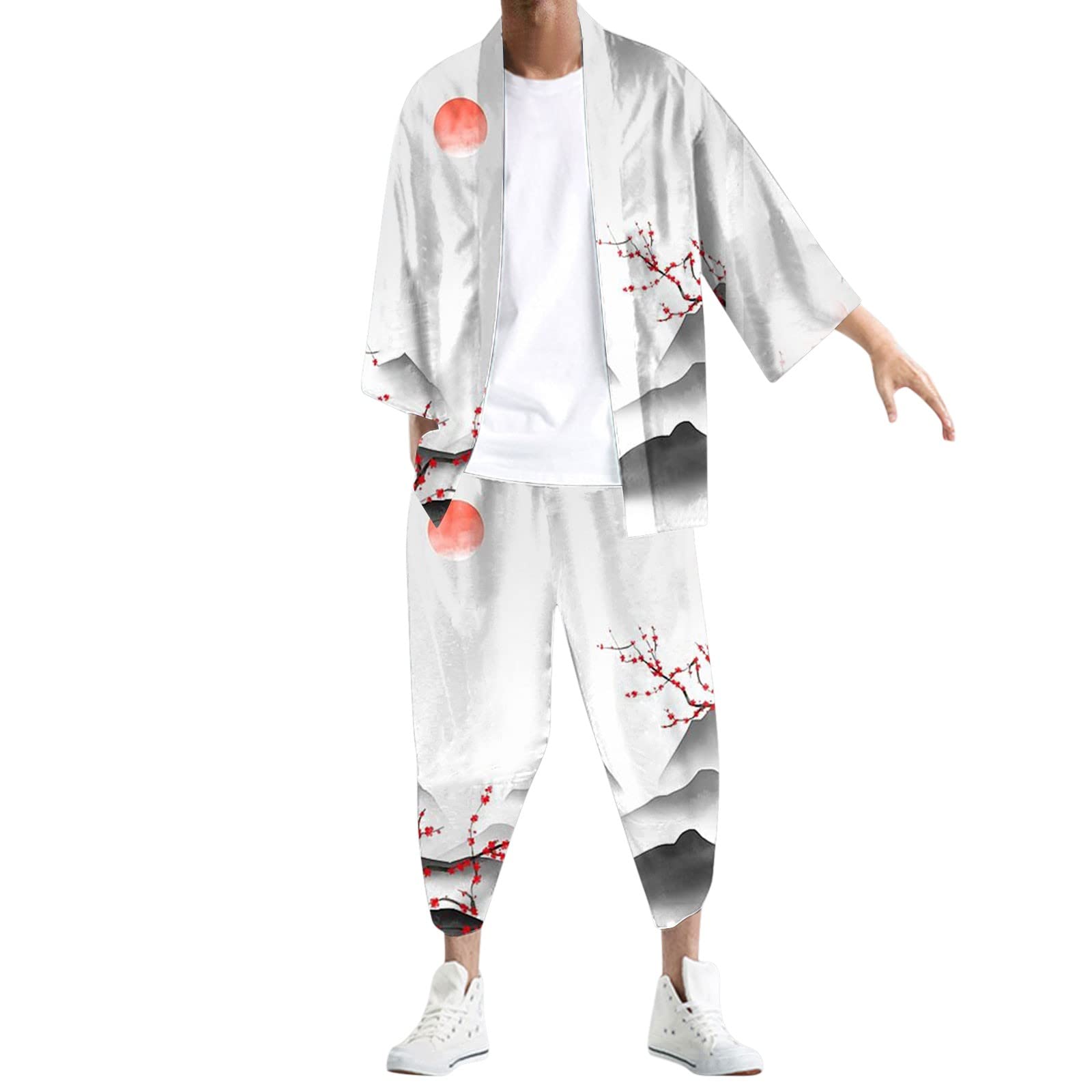 Kimono Uomo Estivo - Stile Giapponese, Cardigan Leggero, Mantello Con Stampe, Primavera-Estate