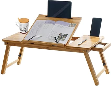 Amazon 多機能 ローテーブル 折り畳み 竹製 ベッドテーブル 折りたたみテーブル 座卓 组立不要 ノートパソコンスタンド ノートパソコンデスク 凹溝付き タブレット スマホスタンド 読書台 臨書台 読絵台 一体成型大容量天板 高さ角度調節可能 学生寮 ルーム