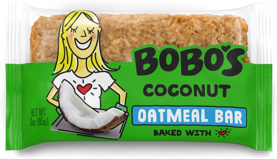 Bobo's Coconut Oat Bars, Simple Ingredients, Whole Grain Oats, Plant Based, Gluten Free Breakfast Bars, Non-GMO, Healthy Snacks for Adults & Kids (12 Bars)