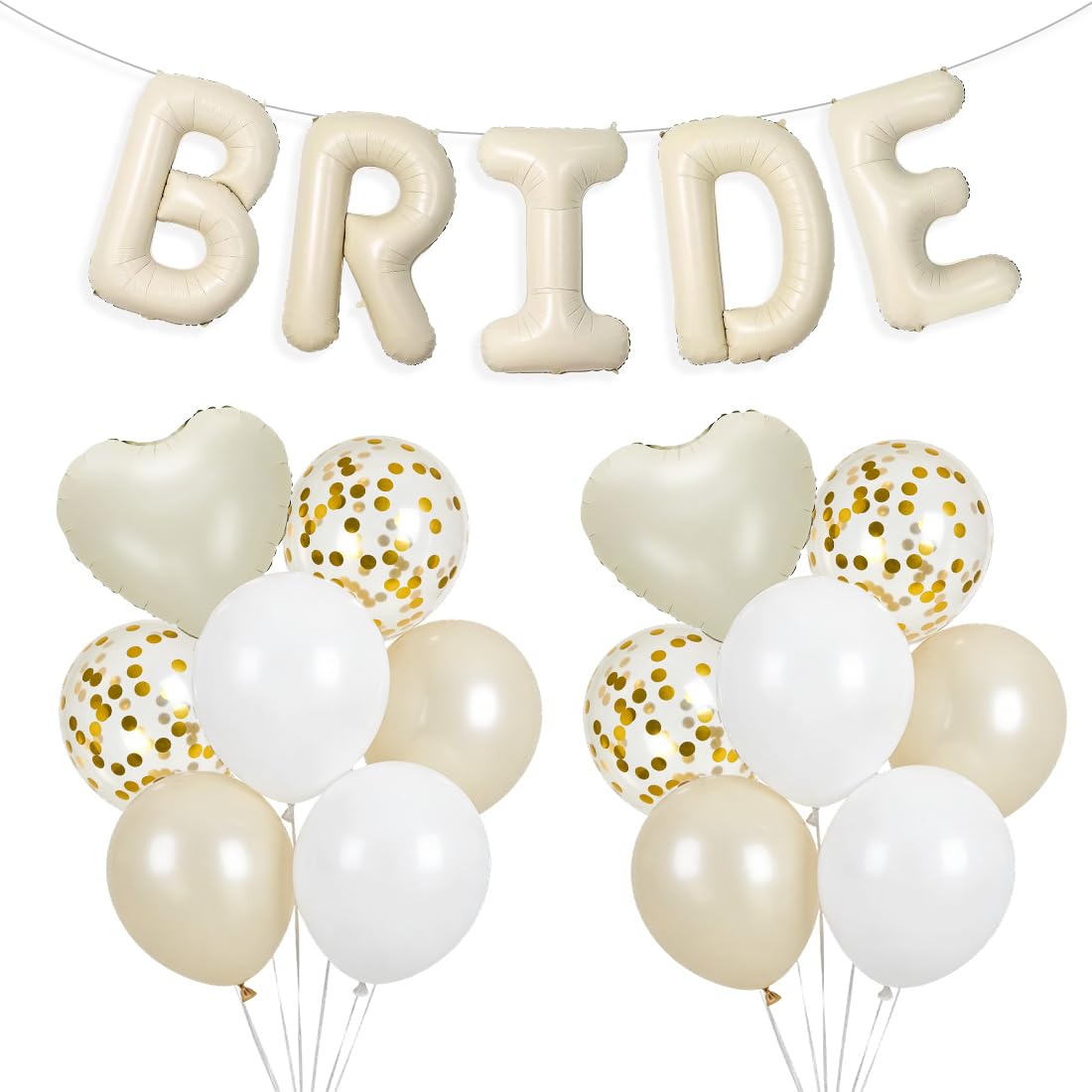 Bride to Be Luftballons, Bride Deko Ballon, Cremeweiß Buchstaben Ballons mit Herz Folienballon, Bachelorette Party Deko, Hochzeit Deko