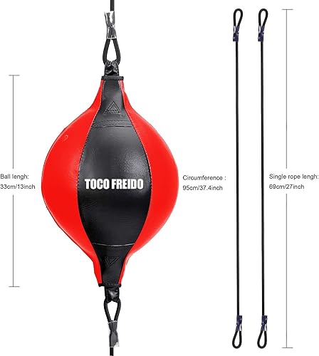 Miniatura 9 de TOCO FREIDO Bola de boxeo de doble extremo, bolsa de velocidad con niveles de dificultad Pelota refleja de boxeo con diadema, perfecta para