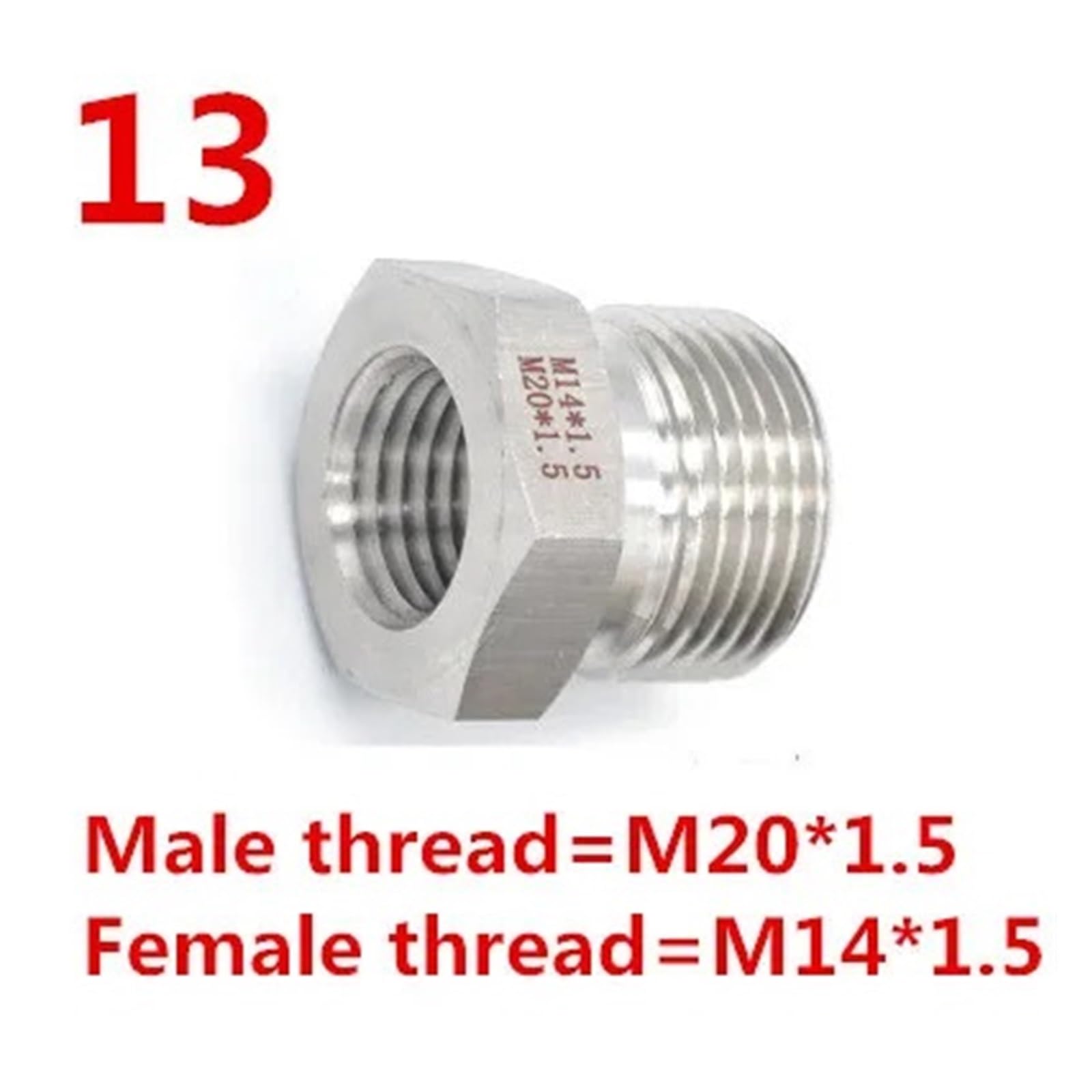 Raccords de tuyauterie d'adaptateur de manomètre haute tension épaissi | 1/4" 3/8" 1/2" X M14*1,5 NPT 304 Acier inoxydable(FM20x1.5-M14x1.5)