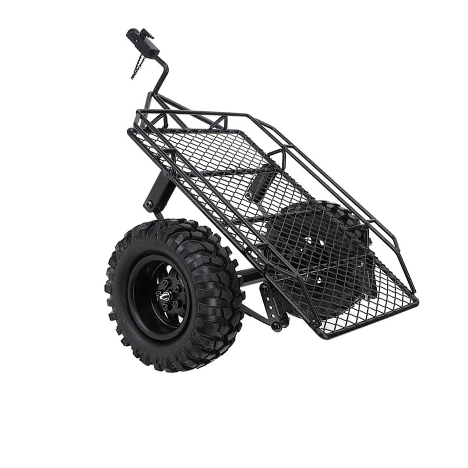 Qcwwy Przyczepa Samochodowa RC Przyczepa z Metalowym Wiadrem do D90, Skala 1/10 DIY Części do Symulacji (BLACK)