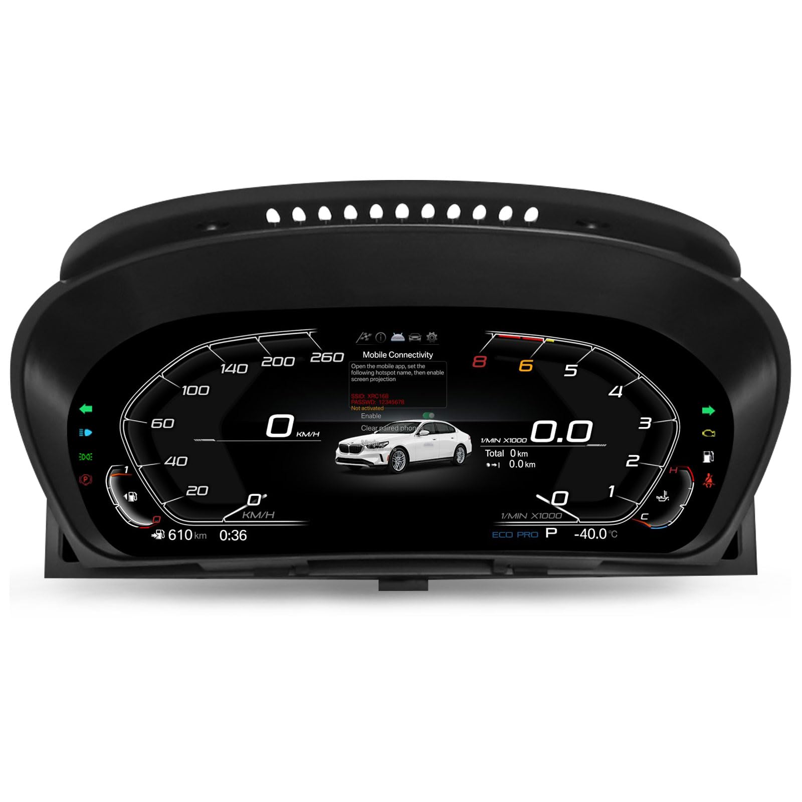 Tableau de bord digital 12,3'' Écran LCD pour BMW X5 E70 X6 E71 Série 5 E60 E61 CCC/CIC Système Tableau de bord Compteur de vitesse, 4-Cœur, 7 Styles UI, Plug & Play, Commande au volant, 1920 * 720P