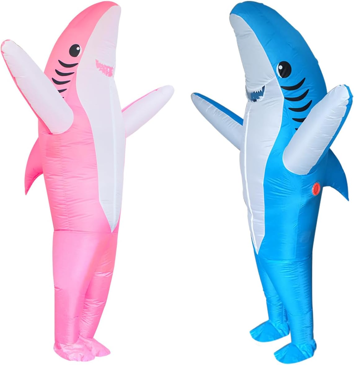 Adults Inflatable Halloween Costumes Blow Up Shark Costume for Halloween, Birthday Gift Cos Play Party 2 Packs/Blue+pink