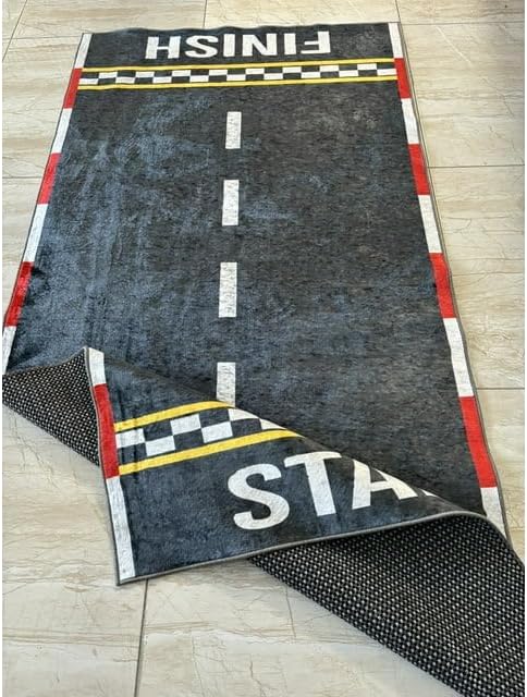 Miniatura 5 de Alfombra de pista de carreras, alfombra para habitación infantil RugRoB1318.0 1.3 x 3 pies Mat15.7x37.4 in