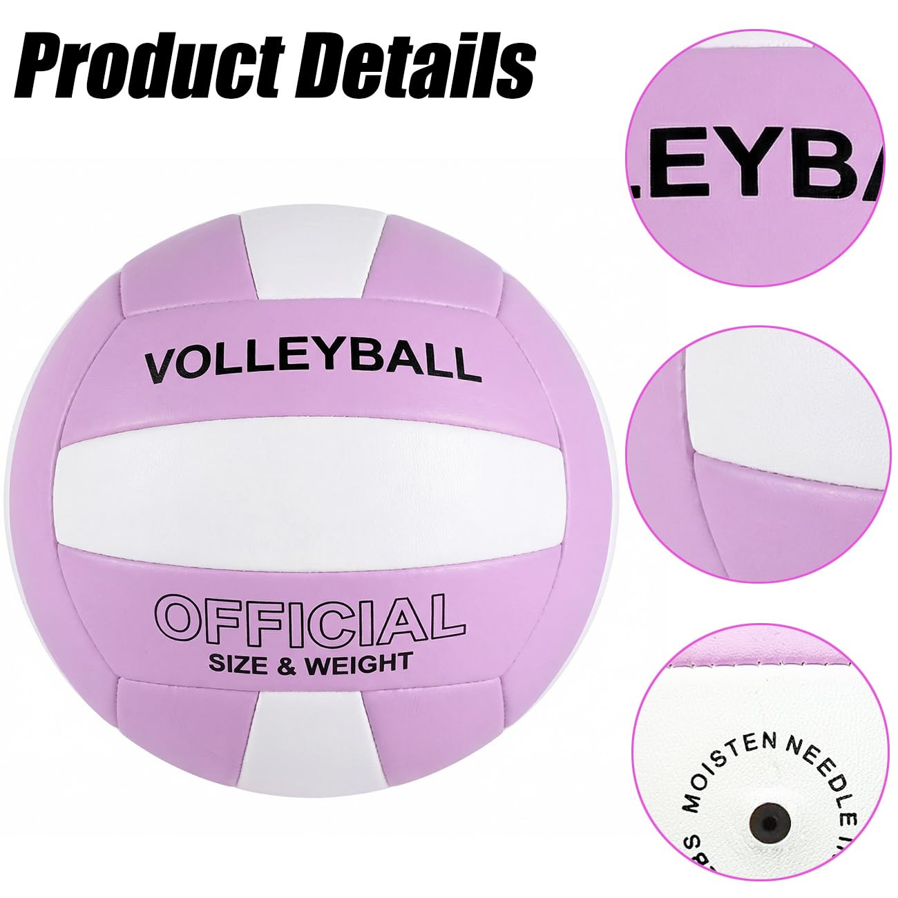 Volleyball, offizielle Größe 5, wasserdicht, weich, mit Pumpe für Erwachsene, Strand, Pool, Fitnessstudio, Training, Spiel (lila-weiß), 2 Stück