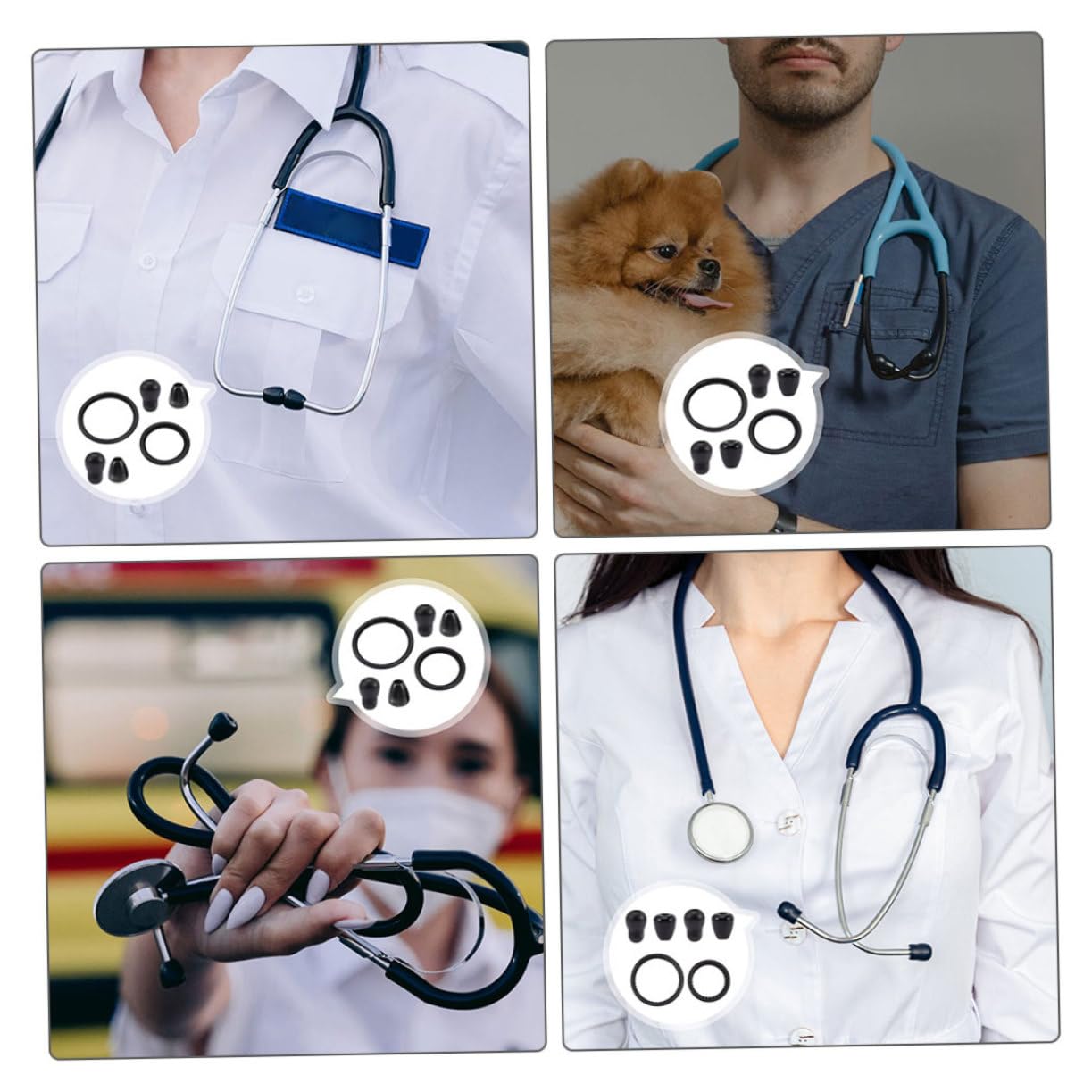 PRETYZOOM 8 Juegos Accesorios Para Estetoscopios Partes Enchufe De Oído Consejos Equipo Reemplazo Piezas De Repuesto Pequeño Cubierta De Campana Cubierta Del Diafragma Educación Física Black
