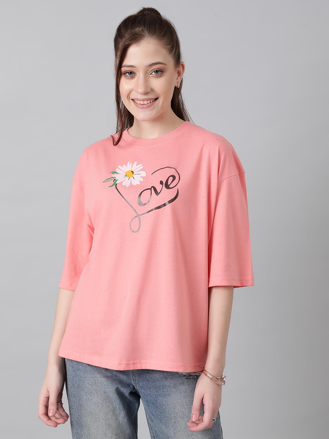 KOTTY Women's Print Oversized T-Shirt | Cotton Blend | Casual Loose Fit | S-XL | Trendy Graphic Tee 5 61pAC+Gy80L. SL1440