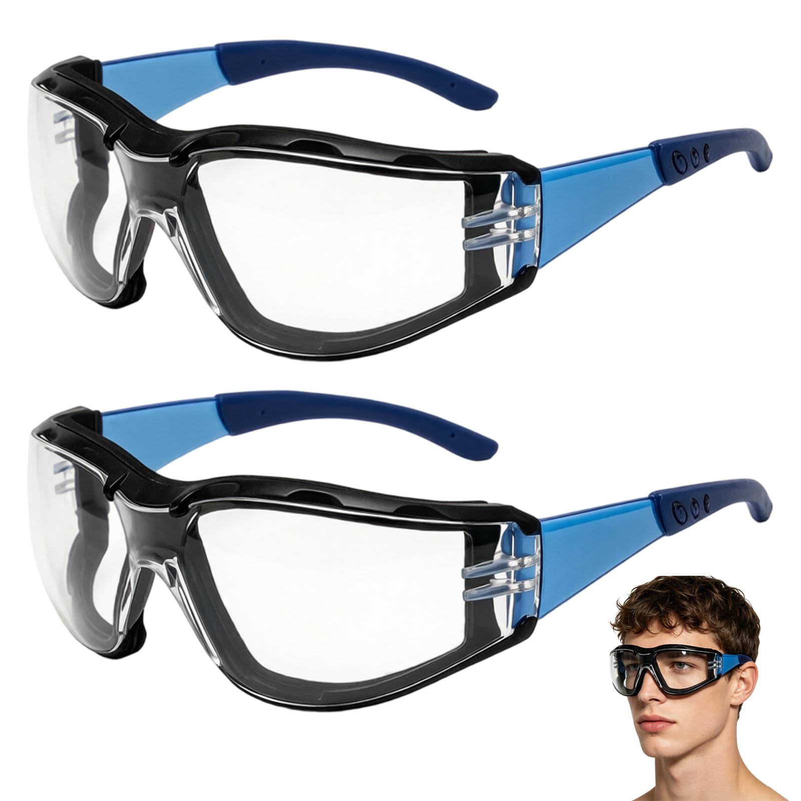 Rndqw 2 PCS Eye Protection Glasses, Anti-Fog Safety Glasses for Work