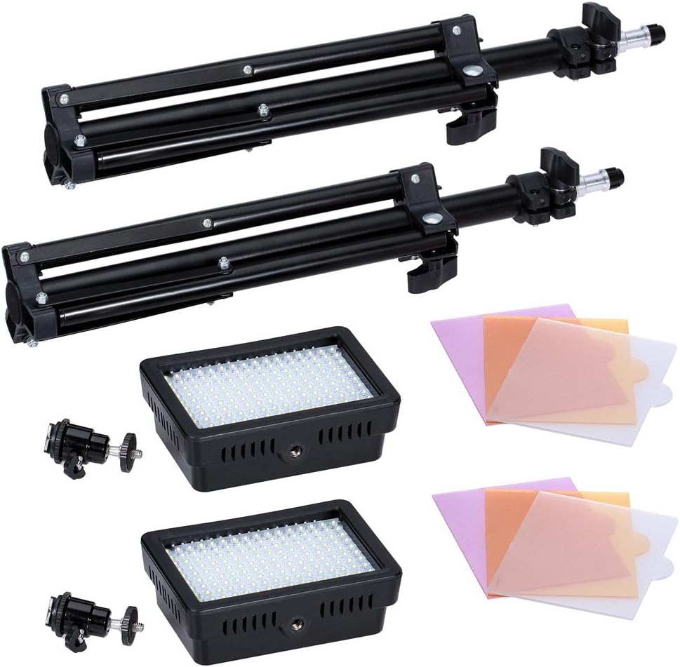 Bestlight Photography 160 LED Studio Lighting Kit, including (2)Ultra High Power 160 LED Video Light Panel Digital Camera DSLR Camcorder LED Video Light (2)32"/80cm Tall Photography Mini Light Stand