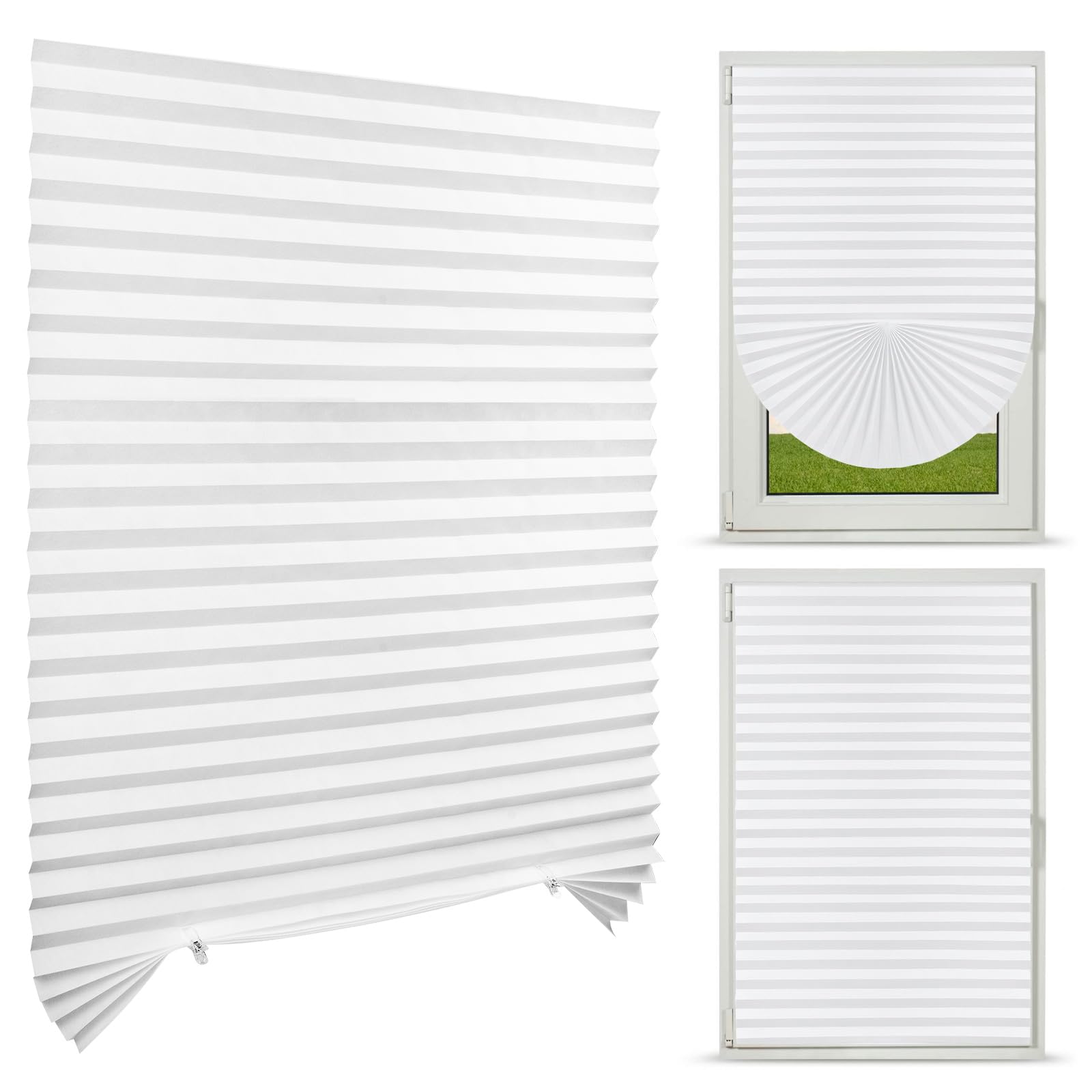 NUTKIT No Drill Temporary Blinds, 50% Blackout Pleated Blinds, 90 * 150cm