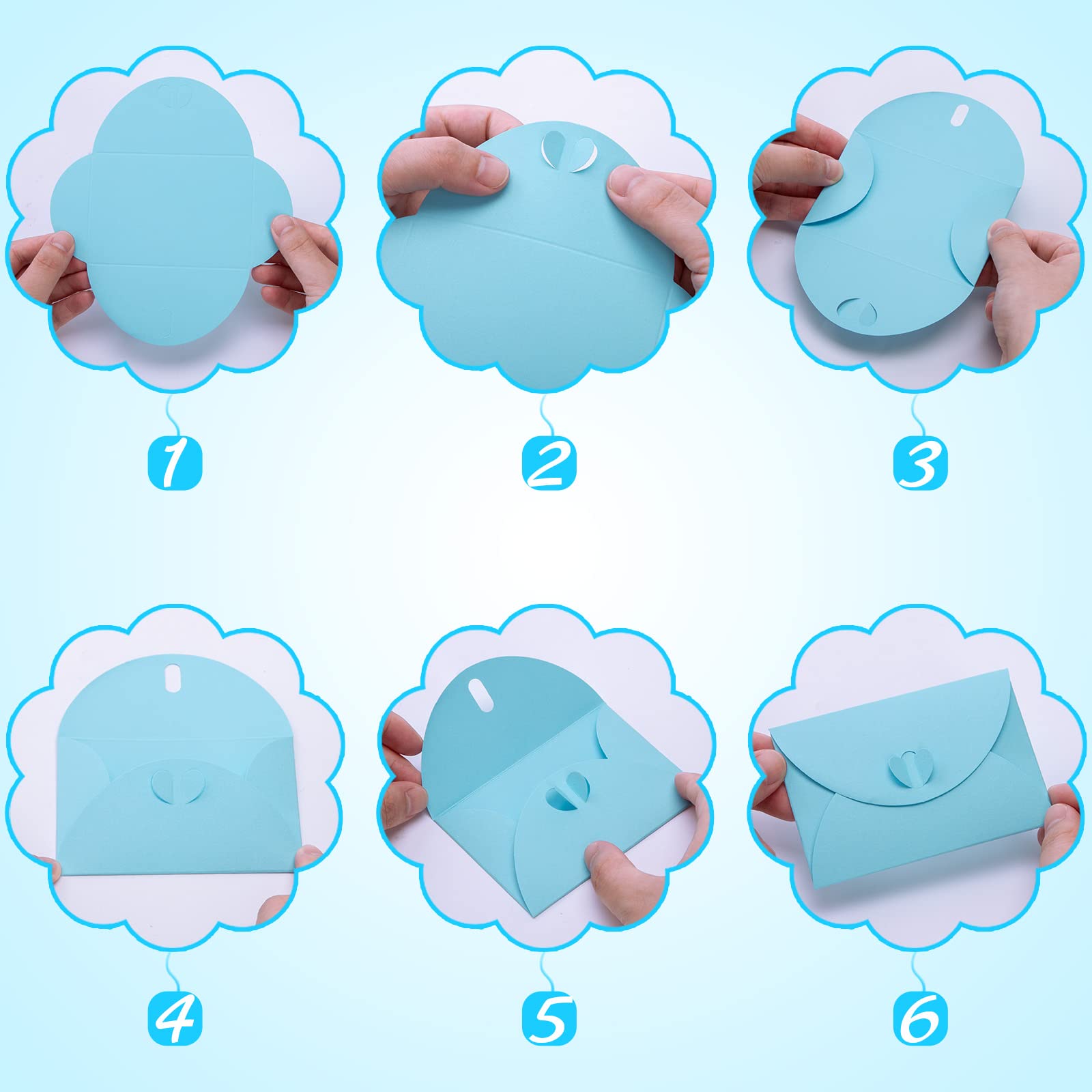 BigOtters Small Colorful Envelopes, 100 PCS Gift Card Holder Cute Envelopes with Heart Clasp for DIY Letters Invitation Weddings Office