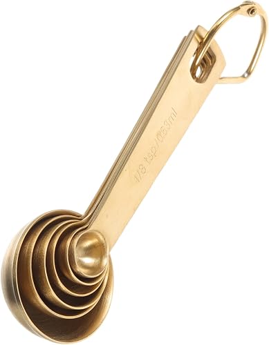 Cabilock 6 Messlöffel aus Edelstahl Gold, Messlöffel Set für die Küche