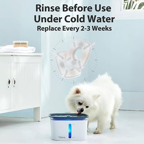 Miniatura 6 de Veken Paquete de 8 filtros de repuesto y 8 esponjas de prefiltro de repuesto para fuente automática de mascotas de 67 onzas, 95 onzas y 135 onzas,